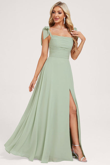 Robe Demoiselle D'Honneur Fluide Vert Tendre - gallery 5