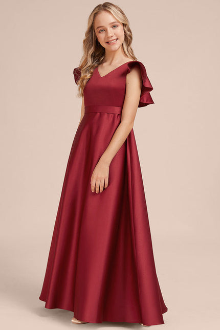 Robe Demoiselle D'Honneur Rouge Velours Fluide