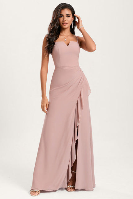 Robe Demoiselle D'Honneur Rose Drapée