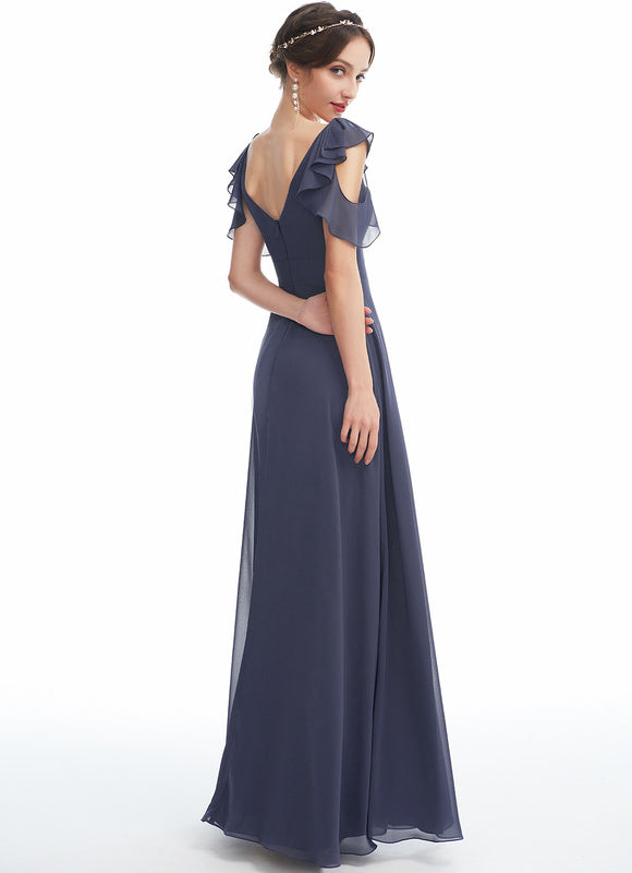 Robe Demoiselle D'Honneur À Volants Rose Pâle - gallery 2