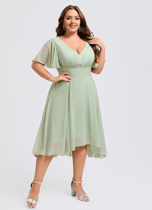 Robe Demoiselle D'Honneur Asymétrique Fluide - gallery 9