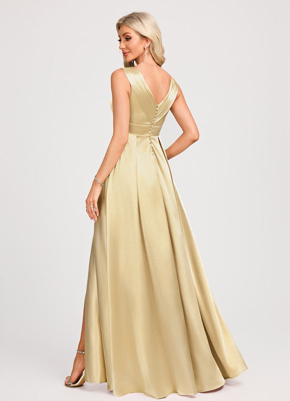 Robe Longue Satin Demoiselle D'Honneur - gallery 4