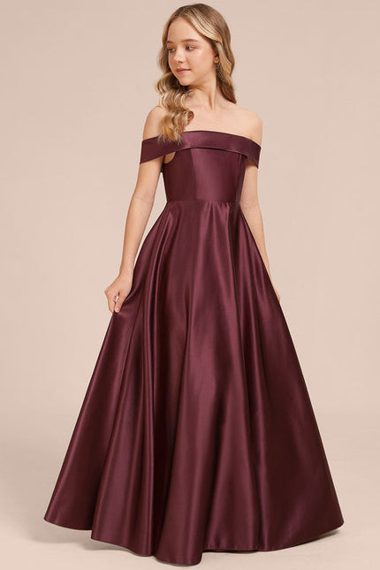 Robe Demoiselle D'Honneur Satin Prune Élégante - gallery 2