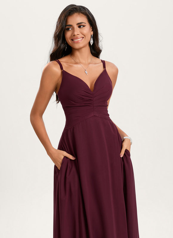 Robe Demoiselle D'Honneur Mousseline Beige - gallery 3