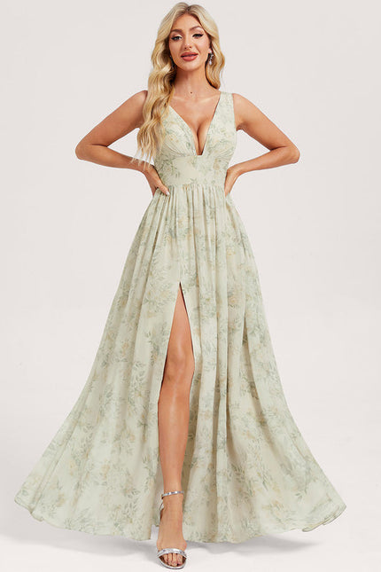 Robe Demoiselle D'Honneur Mousseline Beige - gallery 3