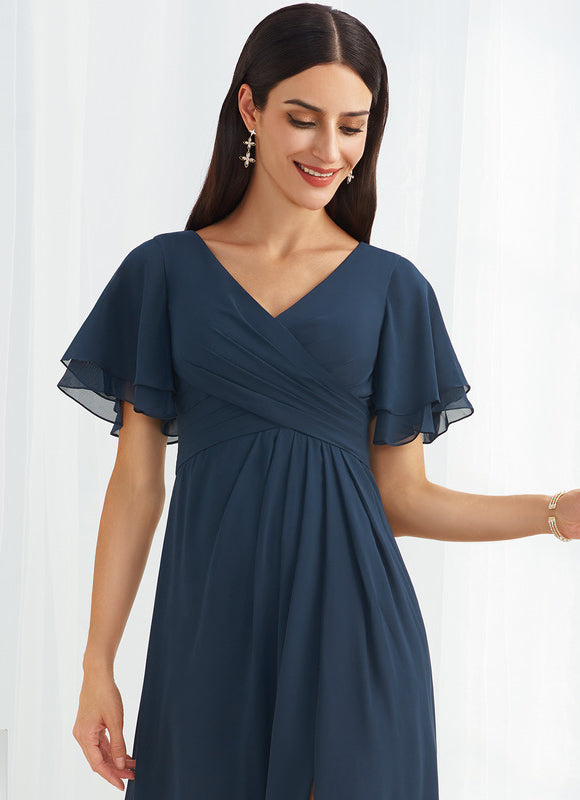 Robe Demoiselle D'Honneur Mousseline Beige - gallery 1