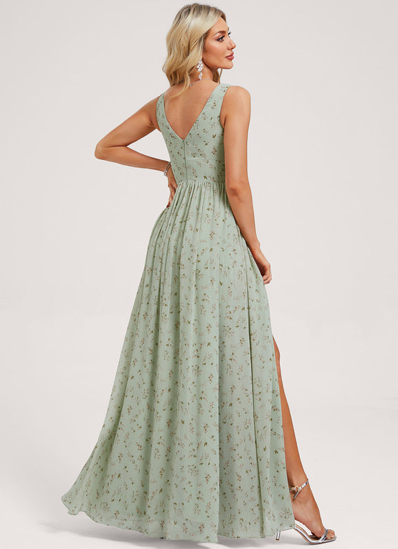 Robe Demoiselle D'Honneur Mousseline Beige - gallery 4