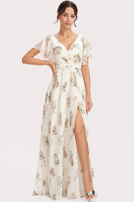 Robe Demoiselle D'Honneur Mousseline Beige - gallery 5