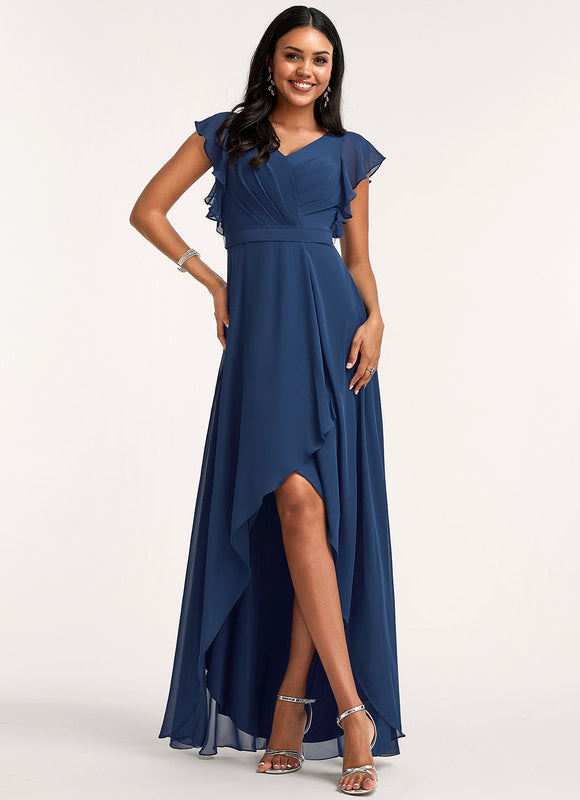 Robe Demoiselle D'Honneur Asymétrique Fluide - gallery 2