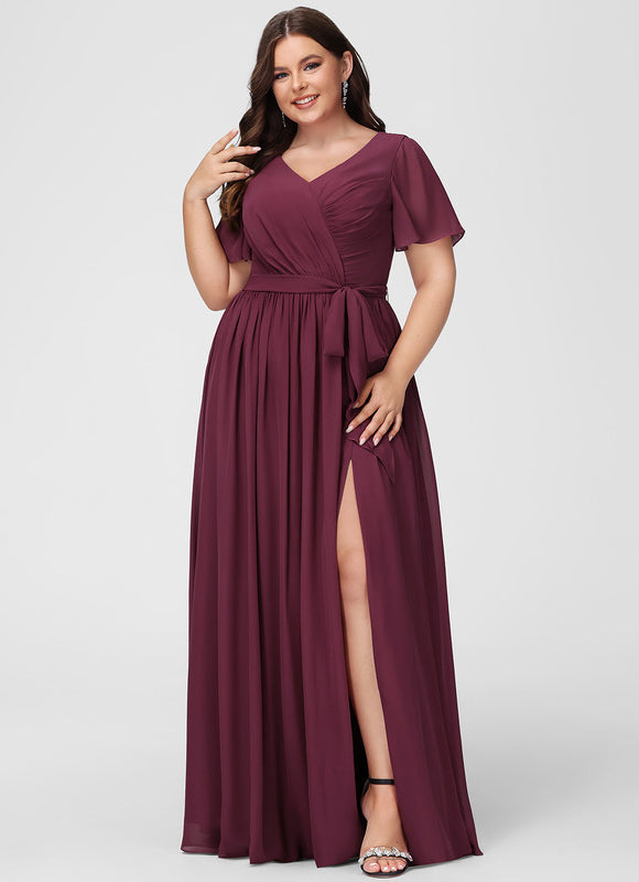 Robe Demoiselle D'Honneur Mousseline Beige - gallery 7