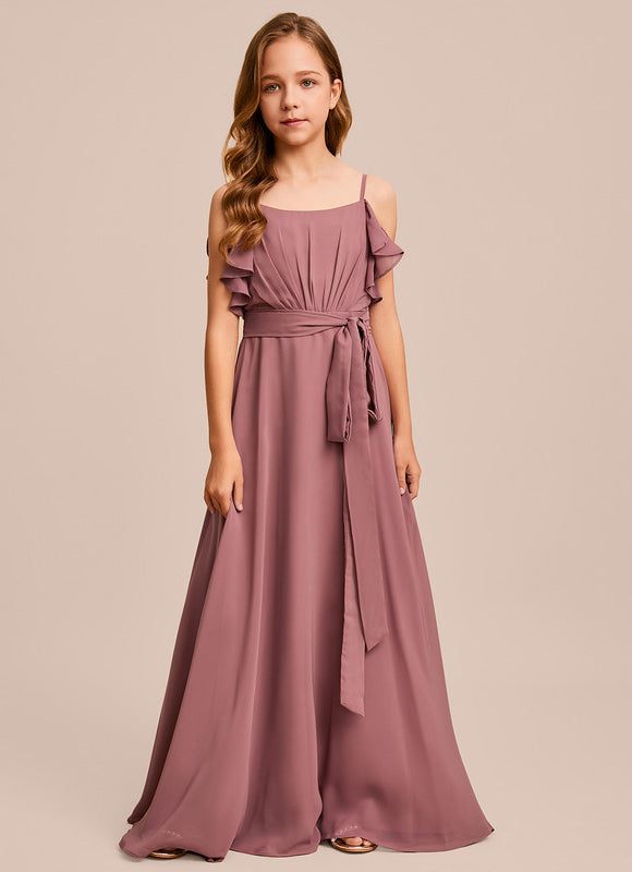 Robe Demoiselle D'Honneur Mousseline Ciel - gallery 3