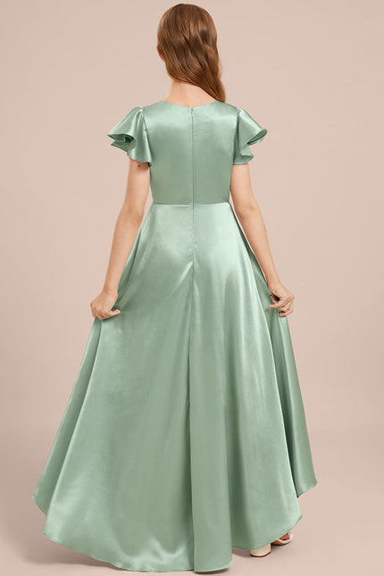 Robe Demoiselle D'Honneur Satin Ciel Ajustée - gallery 4