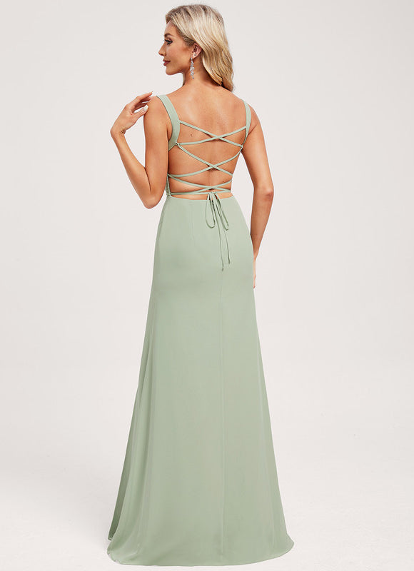 Robe Demoiselle D'Honneur Col Carré Ébène - gallery 5