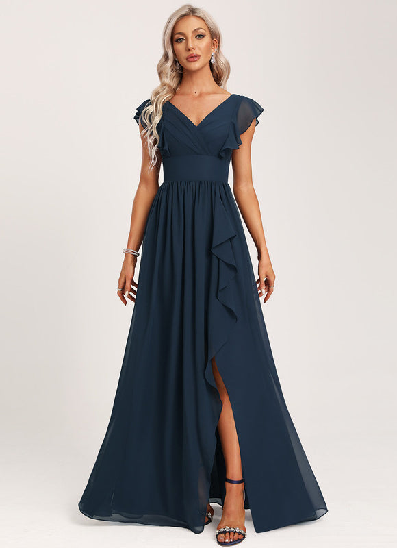 Robe Demoiselle D'Honneur À Volants Rose Pâle - gallery 6