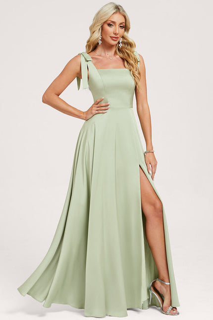 Robe Demoiselle D'Honneur Satin Vert Doux - gallery 1