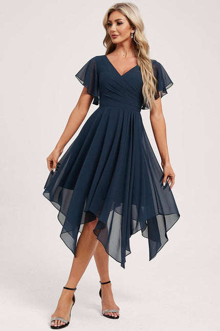 Robe Demoiselle D'Honneur Asymétrique Fluide - gallery 1