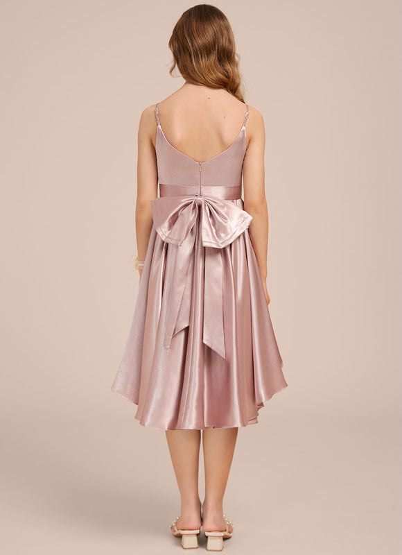 Robe Demoiselle D'Honneur Satin Rose Chic - gallery 6