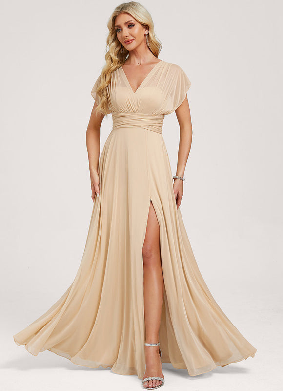 Robe Demoiselle D'Honneur Sable Élégante - gallery 2