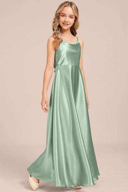 Robe Demoiselle D'Honneur Satin Menthe - gallery 5