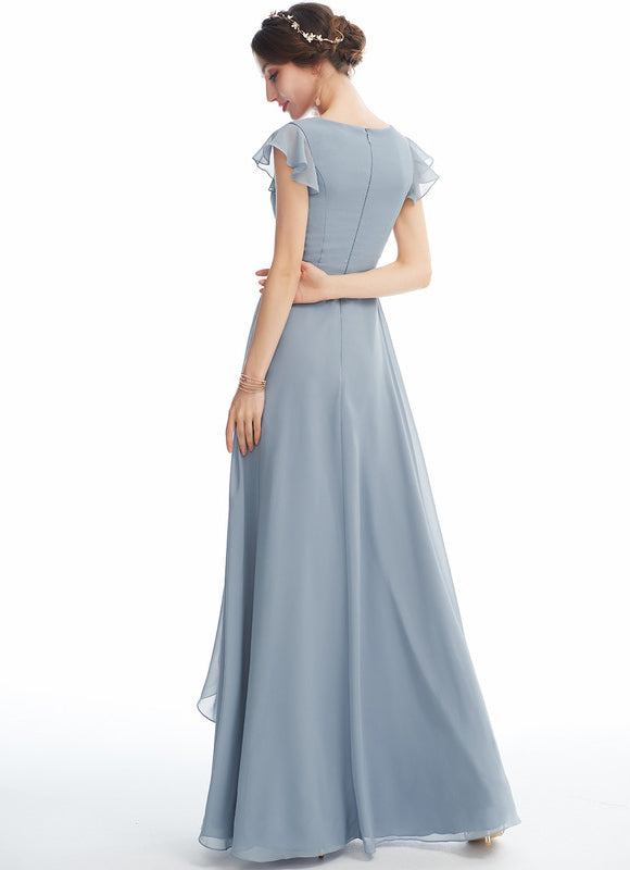 Robe Demoiselle D'Honneur À Volants Rose Pâle - gallery 1