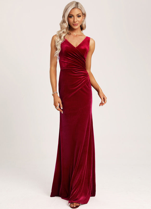 Robe Demoiselle D'Honneur Velours Rubis - gallery 3