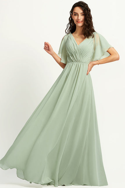 Robe Demoiselle D'Honneur À Volants Rose Pâle
