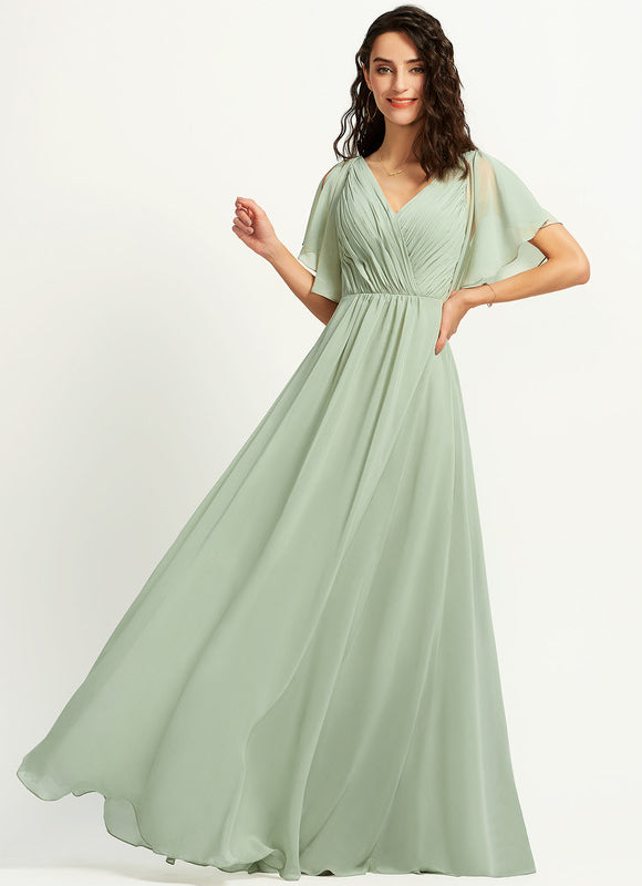 Robe Demoiselle D'Honneur À Volants Rose Pâle