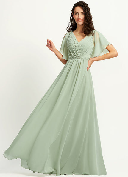 Robe Demoiselle D'Honneur À Volants Rose Pâle