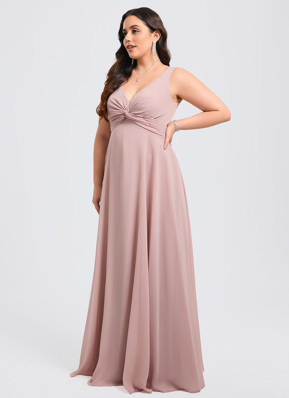 Robe Demoiselle D'Honneur Mousseline Beige - gallery 7