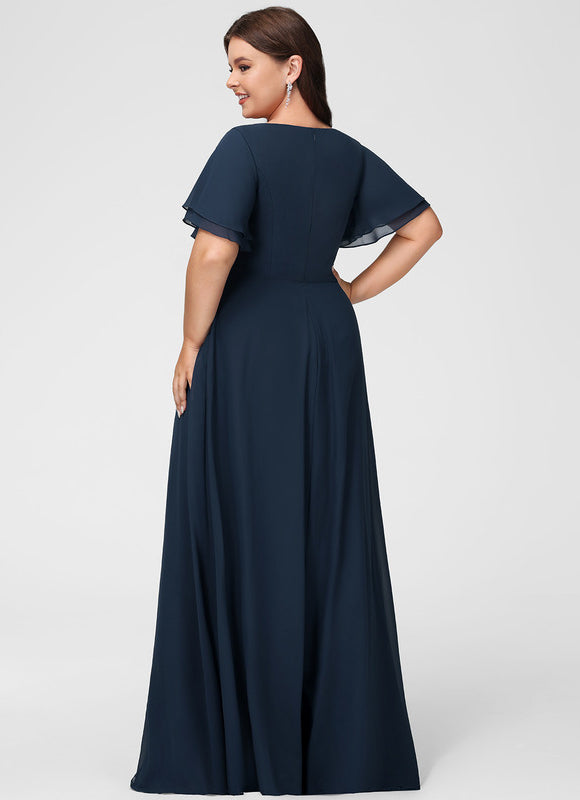 Robe Demoiselle D'Honneur Mousseline Beige - gallery 7