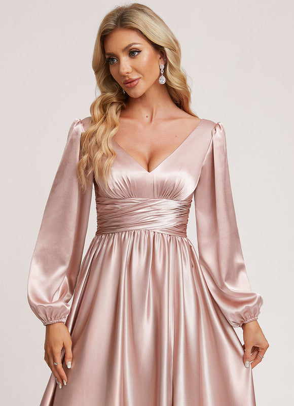 Robe Longue Satin Demoiselle D'Honneur - gallery 5
