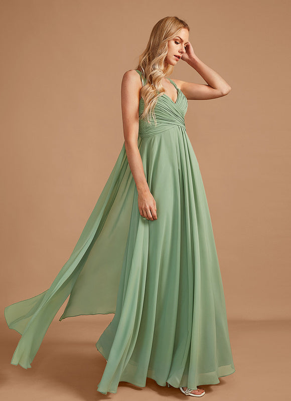 Robe Demoiselle D'Honneur À Volants Rose Pâle