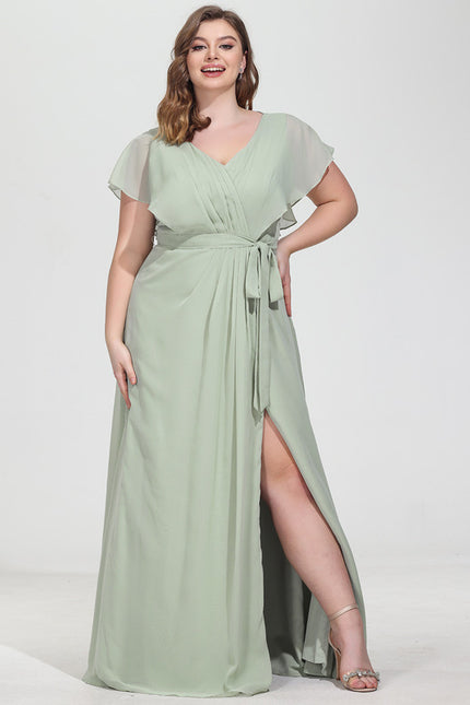 Robe Demoiselle D'Honneur À Volants Rose Pâle - gallery 7