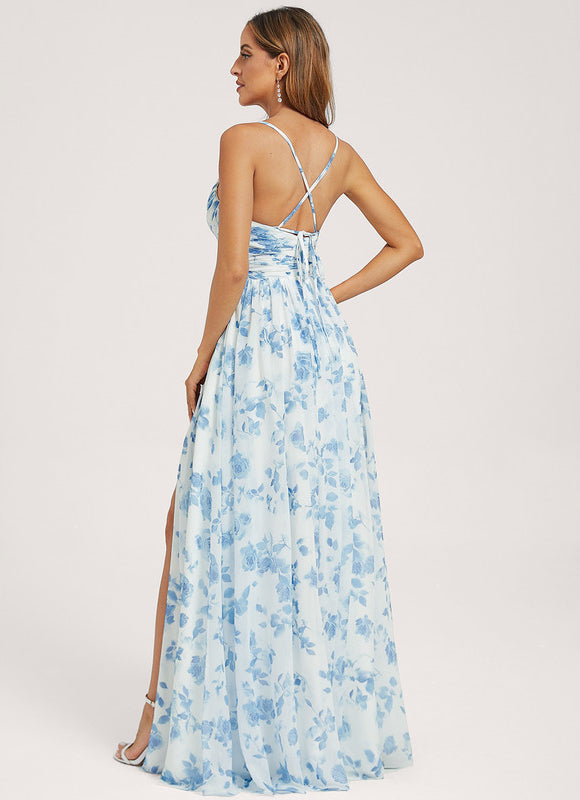 Robe Demoiselle D'Honneur Mousseline Beige - gallery 5