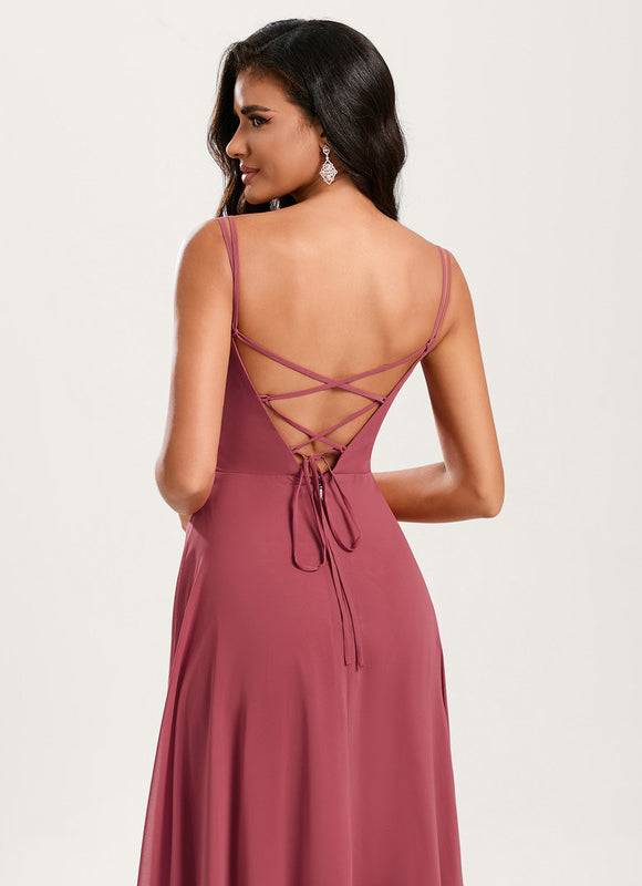 Robe Demoiselle D'Honneur À Volants Rose Pâle - gallery 6