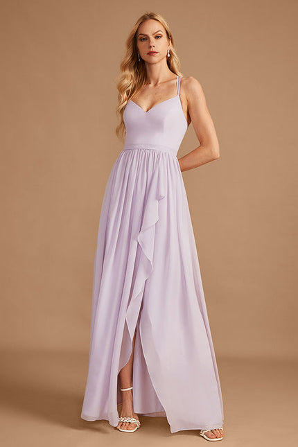 Robe Demoiselle D'Honneur Asymétrique Fluide - gallery 2