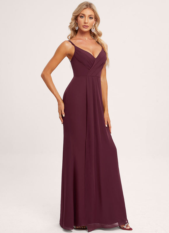 Robe Demoiselle D'Honneur À Volants Rose Pâle - gallery 1