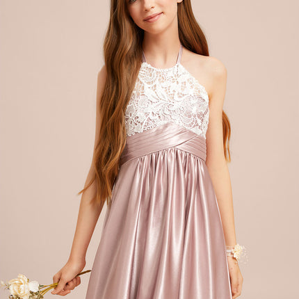 Robe Demoiselle D'Honneur Rose Dentelle