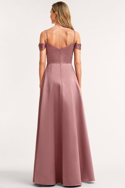 Robe Demoiselle D'Honneur Satinée Mauve - gallery 4