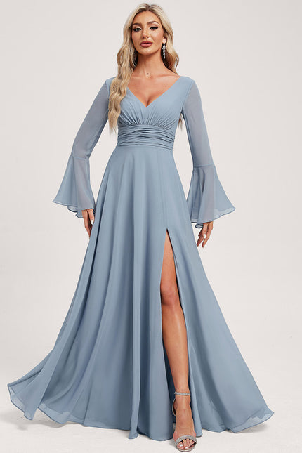 Robe Demoiselle D'Honneur Mousseline Beige - gallery 3