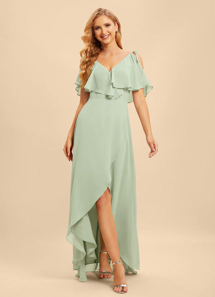 Robe Demoiselle D'Honneur Asymétrique Fluide