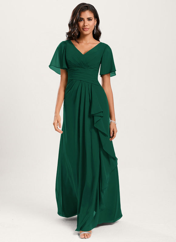 Robe Demoiselle D'Honneur À Volants Rose Pâle - gallery 4