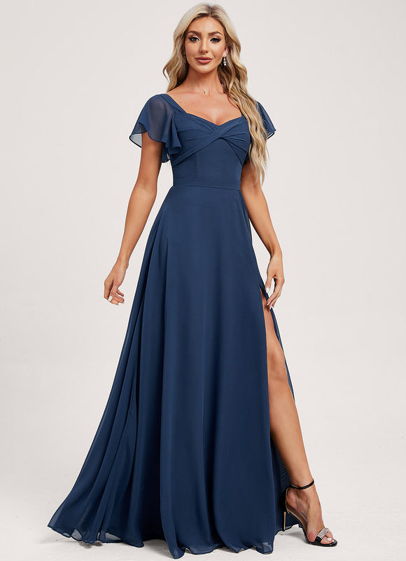 Robe Demoiselle D'Honneur À Volants Rose Pâle - gallery 2