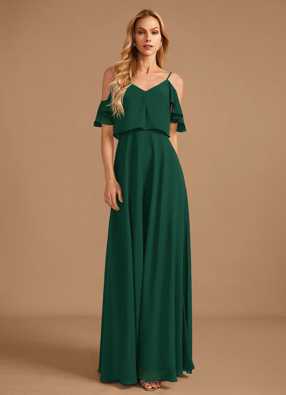 Robe Demoiselle D'Honneur À Volants Rose Pâle - gallery 1