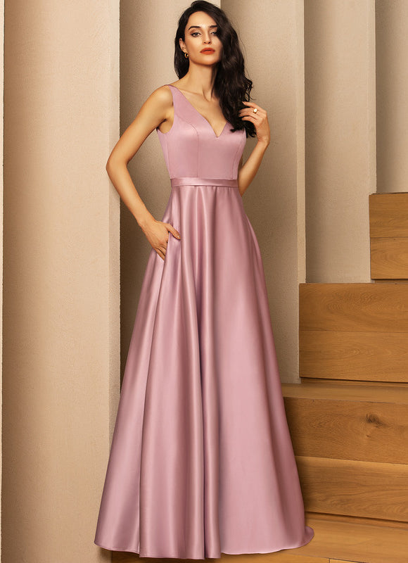 Robe Demoiselle D'Honneur Rose Satin