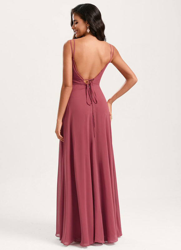 Robe Demoiselle D'Honneur À Volants Rose Pâle - gallery 7