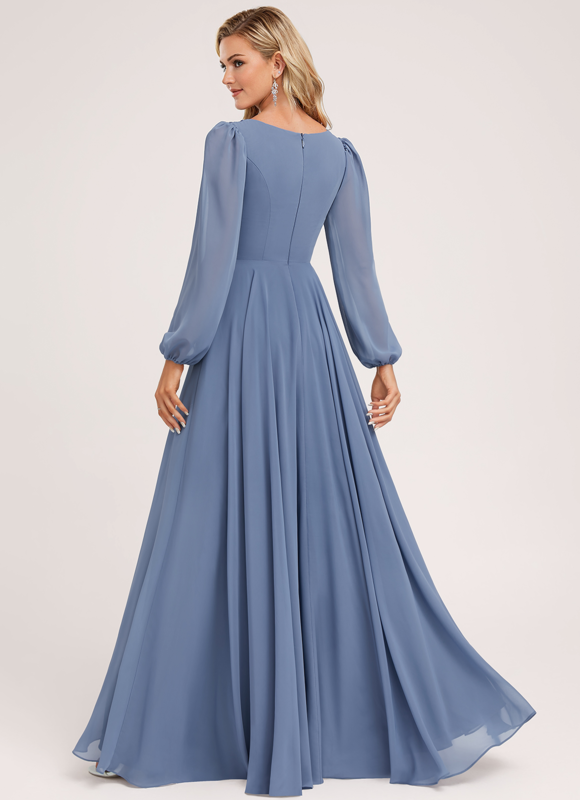 Robe Demoiselle D'Honneur Mousseline Beige - gallery 4