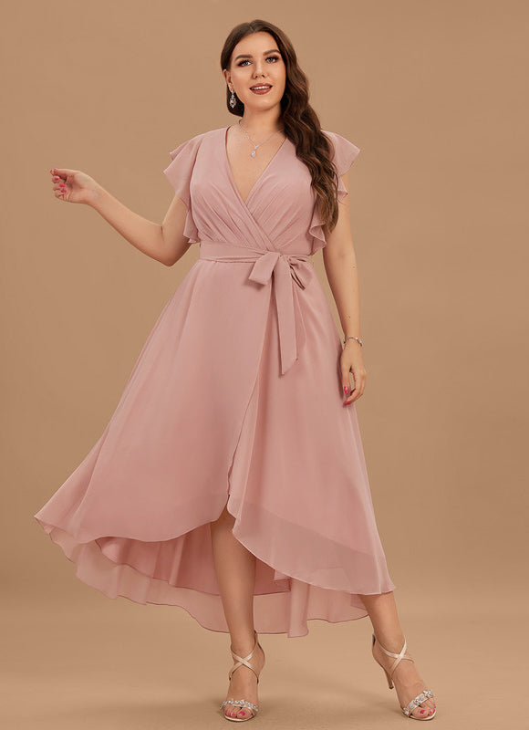 Robe Demoiselle D'Honneur Asymétrique Fluide - gallery 4