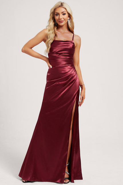 Robe Demoiselle D'Honneur Satinée Épaule Dégagée