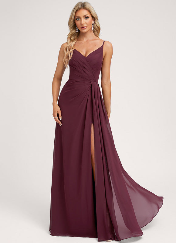 Robe Demoiselle D'Honneur À Volants Rose Pâle